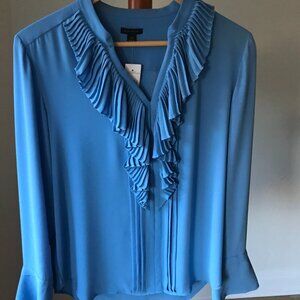 Ann Taylor Ruffle Blouse, Blue Color, NWT